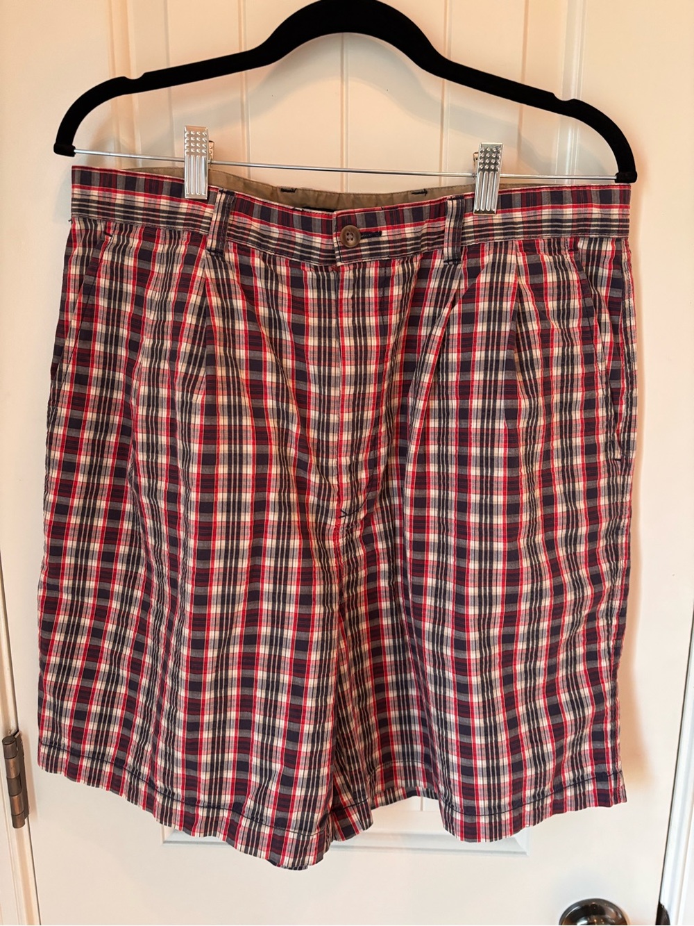 Tommy Hilfiger Plaid Cotton Shorts - Red & Navy men’s size 36